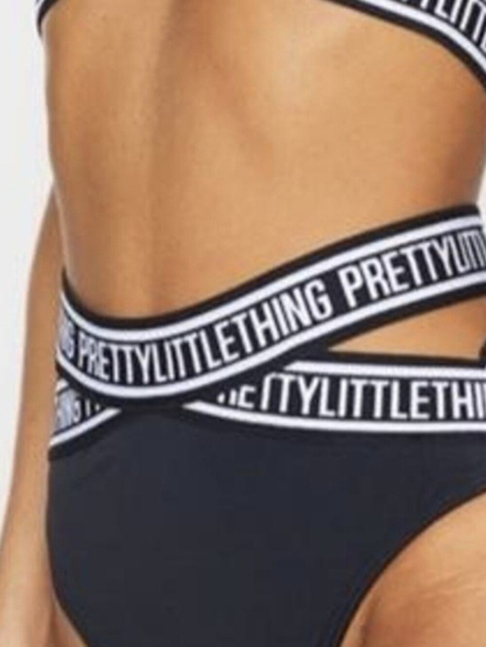 PrettyLittleThing Black Logo-Trim Bikini Briefs